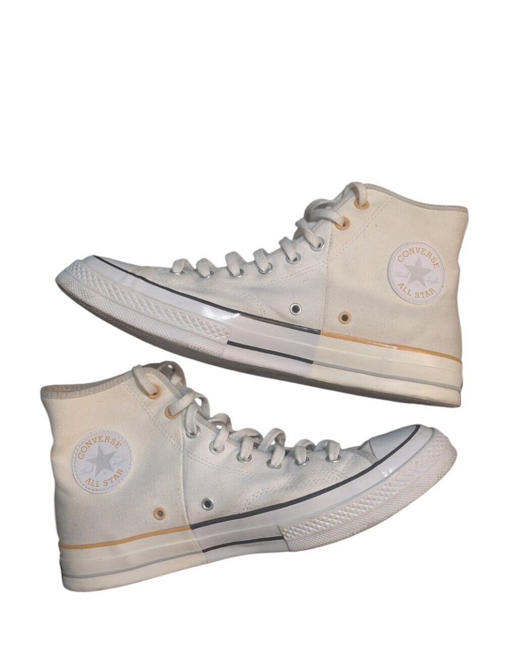 Converse Sunblocked White And Buttercream High Top Sneakers Men's size 10.5